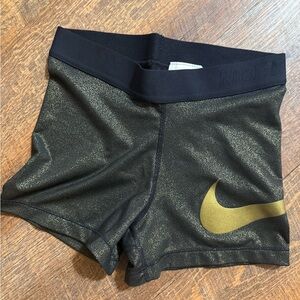 Nike Pro Dri-Fit Black & Gold Shimmer Compression Shorts – Women’s
